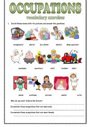 Occupations - vocabulary exercises