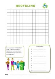 English Worksheet: recycling wordsearch 