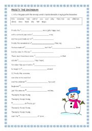 English Worksheet: Frosty the snowman