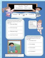 English Worksheet: Grammar review of verb be