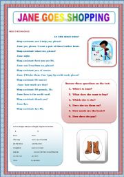 English Worksheet: JANE GOES SHOPPING