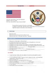 English Worksheet: THE UNITED STATES OF AMERICA