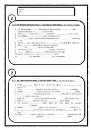 English Worksheet: Mixed Tenses (Present Simple / Present Continuous; Past Simple / Past Continuous)