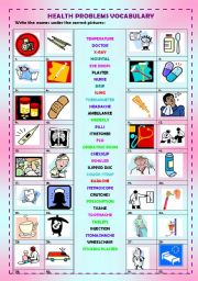 English Worksheet: Health problems: vocabulary + key