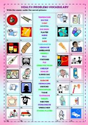 Health problems: vocabulary + key