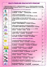 English Worksheet: Health problems: dealing with problems + key