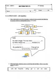 English Worksheet: 2018 mid term test number 1 7th form