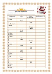 English Worksheet: Irregular verbs test