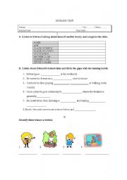 English Worksheet: Test 8th form