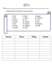 English worksheet: Noun