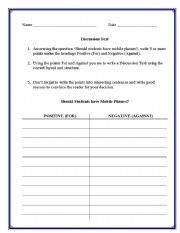 English worksheet: Discussion Assessment