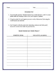 English Worksheet: Discussion Assessment
