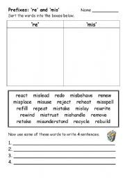 English Worksheet: Prefixes