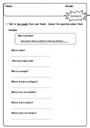 English Worksheet: Comparatives