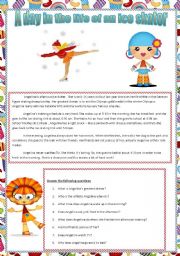 English Worksheet: A day in the life of an ice skater