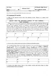 English Worksheet: 1st Form Ordinary Test N 1