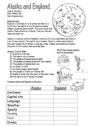 English Worksheet: Alaska and England