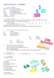 English Worksheet: numbers