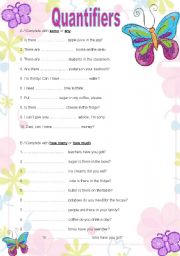 English worksheet: Quantifiers