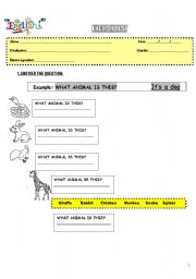 English worksheet: Review 2 - animals - colors - numbers