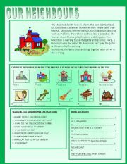 English Worksheet: OUR NEIGHBOURS - READING COMPREHENSION