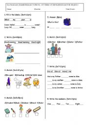 English Worksheet: 4th grade exam 2011-2012 1st term 1st exam