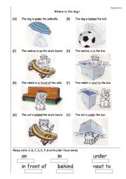 Prepositions of place (in, on, under, in front of, behind, next to)