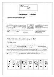 English Worksheet: mid term test 1 7th form