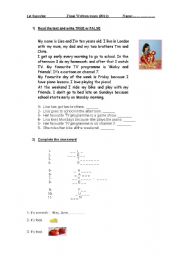 English Worksheet: Final written exam- Happy Street 2