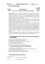 English Worksheet: final written exam- upbeat pre-intermediate