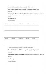 English worksheet: game subjects of school