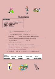 English worksheet: On the telephone