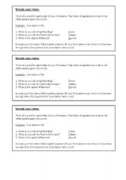 English worksheet: Encode your name- a game