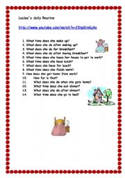 English Worksheet: Louises daily routines- video session