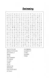 English Worksheet: Word Puzzle Swimming