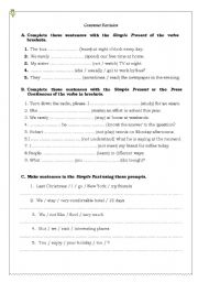 English Worksheet: Grammar Revision