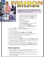 English Worksheet: Real-life Interview Questions about Fashion (intermediate)