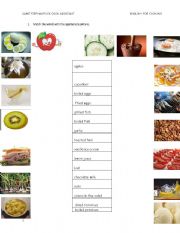 English worksheet: BEGINNERS ENGLISH FOR COOKING