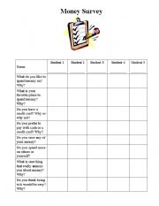 English Worksheet: Money Survey