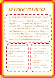 English Worksheet: VERB TO BE PRESENT