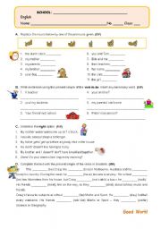 English Worksheet: Simple Present Test