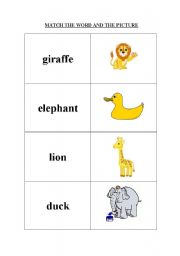 English Worksheet: animals 1 matching exercise