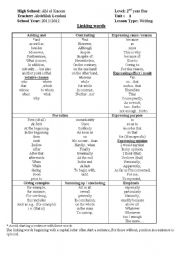 English Worksheet: Linking words