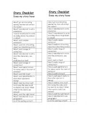 English Worksheet: Writing Story Checklist