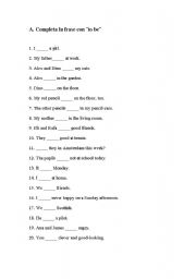 English Worksheet: to be