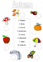 English worksheet: Match-up autumn worksheet