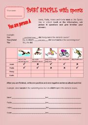 English worksheet: Sports Day - Past Simple