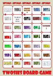 English Worksheet: Twosies Board Game