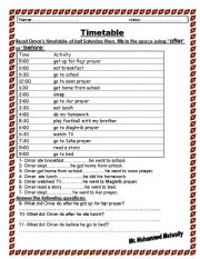 English Worksheet: after before