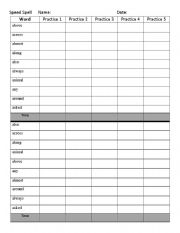 English worksheet: Speedy spelling